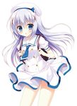  backpack bag blue_eyes blue_hair buttons gochuumon_wa_usagi_desu_ka? hair_ornament hairclip hat kafuu_chino kafuu_chino's_school_uniform long_hair open_mouth school_uniform shirt skirt solo tanoma_suzume white_hat white_shirt white_skirt wind wind_lift 