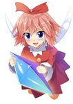  absurdres blue_eyes blush crystal e.o. eyebrows_visible_through_hair hair_ribbon highres kirby_(series) kirby_64 looking_at_viewer pink_hair red_ribbon ribbon ribbon_(kirby) short_hair smile solo triangle_mouth wings 