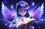  2017 animal_humanoid book distracting_watermark equestria_girls equine female hair horn humanoid imdrunkontea mammal my_little_pony purple_eyes purple_hair solo twilight_sparkle_(eg) watermark winged_unicorn wings 