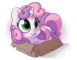  2016 blush bobdude0 box cub equine female feral friendship_is_magic green_eyes hair horn in_box in_container mammal multicolored_hair my_little_pony pink_hair purple_hair simple_background solo sweetie_belle_(mlp) two_tone_hair unicorn white_background young 