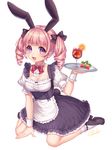  :3 :d absurdres animal_ears apron artist_name blueberry bow bowtie breasts bunny_ears bunny_tail cleavage cocktail cocktail_glass cup detached_collar dress drill_hair drinking_glass eyebrows eyebrows_visible_through_hair fake_animal_ears food frilled_dress frilled_sleeves frills fruit full_body hair_bow highres holding holding_tray leaf long_hair maid medium_breasts open_mouth orange orange_slice original pink_hair puffy_short_sleeves puffy_sleeves purple_eyes sakura_shiho shoes short_sleeves simple_background sitting smile socks solo strawberry tail tray twin_drills twintails underbust wariza white_background white_legwear wrist_cuffs 