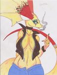  frilled_lizard inokida_(character) lizard reptile satinsquid_(artist) scales scalie smoking tagme 