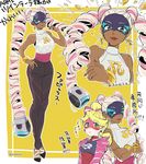  arms_(game) bare_shoulders bike_shorts blonde_hair blue_eyes boxing_gloves chilla_(arms) dark_skin domino_mask drill_hair long_hair mask meo multicolored_hair multiple_girls pink_hair ponytail ribbon_girl_(arms) ribbon_hair smile twin_drills twintails twintelle_(arms) two-tone_hair very_long_hair 