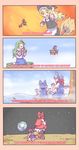  6+girls absurdres blonde_hair blue_hair blue_ribbon broom cirno comic doremy_sweet earth engrish floppy_ears green_hair hakurei_reimu highres hinanawi_tenshi izayoi_sakuya kaenbyou_rin kirisame_marisa kochiya_sanae multiple_girls pokemon pokemon_go ranguage red_ribbon ribbon ringo_(touhou) scarf seiran_(touhou) silver_hair sitting sitting_on_person snow touhou tree wheelbarrow yoruny 