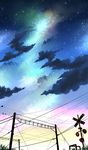  cloud cloudy_sky highres louders night night_sky no_humans original power_lines railroad_crossing scenery sky star_(sky) starry_sky 