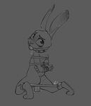  2017 alec8ter anthro arms_tied ball_gag bdsm black_and_white blush bondage bound butt collar dildo dildo_sitting dipstick_ears disney drooling english_text female flat_chested gag gagged grey_background hands_behind_back hi_res judy_hopps kneeling lagomorph looking_at_viewer looking_back mammal monochrome nude penetration pussy_juice rabbit rear_view saliva sex_toy simple_background solo spreader_bar text vaginal vaginal_penetration zootopia 