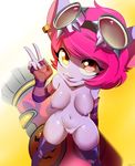  areola big_breasts breasts erect_nipples female hi_res league_of_legends nipples nude pussy riot_games solo thehumancopier tristana_(lol) video_games yordle 
