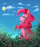  day equine eyelashes female feral friendship_is_magic fur hair mammal mrscurlystyles my_little_pony outside pink_fur pink_hair pinkie_pie_(mlp) sitting sky smile solo 