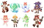  :d ahoge animal_ears arrow bare_shoulders bell belt_pouch beltbra black_hair blonde_hair blue_eyes boots bow bow_(weapon) brown_eyes brown_hair chibi crop_top detached_sleeves dress elf fairy fairy_wings fang flat_chest fox_ears fox_tail full_body gloves goggles goggles_on_head goo_girl green_dress green_eyes green_hair hair_bow hat japanese_clothes jingle_bell kimono kso long_hair looking_at_viewer midriff monster_girl multiple_girls navel open_mouth orange_eyes original paws pointy_ears pouch quiver red_eyes red_hair ribbon short_hair shorts simple_background smile staff tail tail_bell tail_ribbon twintails weapon white_background wings witch witch_hat wolf_ears wolf_tail wrench 