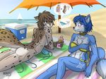  2017 beach bedroom_eyes bikini blue_eyes blue_fur blue_hair blush brown_hair clothing fur grey_fur hair half-closed_eyes heresy_(artist) jewelry kathrin_(twokinds) krystal lotion multicolored_fur nintendo nude outside sailboat sand sea seaside seductive speech_bubble spots star_fox suggestive sunbathing swimsuit tattoo thought_bubble two_tone_fur twokinds umbrella video_games water white_fur 