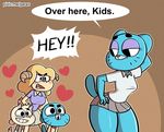  &lt;3 blue_fur caprine cartoon_network chi_chi chun_ni clothing english_text feline fur garax_(artist) goat gumball_watterson horn mammal mature mother mother_and_son nicole_watterson parent skirt son text the_amazing_world_of_gumball thick_thighs 