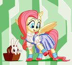  2017 angel_(mlp) blue_eyes clothed clothing crossover docwario dress duo equine female feral fluttershy_(mlp) friendship_is_magic hair horse lagomorph mammal my_little_pony pink_hair pony rabbit smile the_wizard_of_oz 
