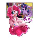  2017 blush cutie_mark duo earth_pony english_text equine feathered_wings feathers female feral friendship_is_magic hair horn horse inside looking_at_viewer mammal multicolored_hair my_little_pony pink_hair pinkie_pie_(mlp) pony purple_feathers renokim smile text twilight_sparkle_(mlp) winged_unicorn wings 