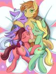  2017 absurd_res anatomically_correct anatomically_correct_pussy animal_genitalia animal_penis animal_pussy anus balls blush brown_hair butt collaborative_fellatio cutie_mark dear_darling_(mlp) earth_pony equine equine_penis equine_pussy eyes_closed fearingfun feather_bangs_(mlp) feathered_wings feathers fellatio female feral fond_feather_(mlp) friendship_is_magic fur group hair harem hi_res horn horse long_hair looking_at_viewer lying male male/female mammal medial_ring my_little_pony on_back oral orange_fur pegasus penis pony pussy ribbons sex smile swoon_song_(mlp) tail_bow tail_ribbon unicorn wings 