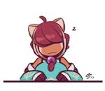  2017 4_fingers :3 animated anthro big_breasts black_fur breasts chinese clothed clothing cute dandan digital_media_(artwork) dress energy female fighting_stance fur hair hair_covering_eyes japanese_clothing kimono lunar_regalia mammal nighthead paws pose red_fur red_hair red_panda ringed_tail short_hair shortstack simple_background sleeping smile sound_effects stripes toes wide_hips zzz 