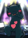  &lt;3 3_toes balls black_fur blush censored computer cub cute demon facing_viewer fangs fur headphones invalid_tag laptop male monstercat monstercat_media peace_sign_(disambiguation) penis sitting smile toes yatosuke young 