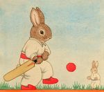  ambiguous_gender ball clothed clothing cricket_(sport) cricket_bat cute duo fur gaming grass humor lagomorph mammal rabbit semi-anthro solo_focus source_request sport uniform unknown_artist what 