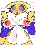  badassbaal breasts canine digimon female fox mammal nipples renamon shy 