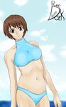  2017 anime beach big_breasts bikini breasts clothing female hair happy human humanoid invalid_color invalid_tag looking_at_viewer mammal midori_no_hibi runedark seaside short_hair solo standing swimsuit takako_ayase underwear 