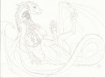  anthro dark_natasha dragon feral lying nemnth on_back retsueto sergal simple_background 