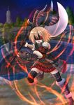  axe blanc brown_hair cosplay fighting_stance final_fantasy final_fantasy_xiv fur_trim gloves glowing glowing_eye highres huge_weapon kazenokaze neptune_(series) open_mouth shaded_face short_hair solo warrior_(final_fantasy) weapon 