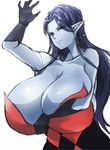  blue_hair blue_skin breasts deep_skin dragon_quest dragon_quest_viii gigantic_breasts ogura_anko pointy_ears smile solo witch_(dragon_quest) witch_lady_(dq8) 