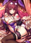  amethyst animal_ears arm_support ass bangs bare_shoulders bed black_legwear blurry blush bokeh breasts bunny_ears bunny_tail bunnysuit cleavage closed_mouth cup curtains depth_of_field earrings eyebrows_visible_through_hair fake_animal_ears fate/grand_order fate_(series) fingernails garter_straps glint glitter gold hair_between_eyes high_heels highres holding holding_cup jewelry large_breasts leg_garter long_fingernails long_hair looking_at_viewer nail_polish navel o-ring pink_lips pink_nails pumps purple_hair reclining red_eyes revealing_clothes sakiyamama scathach_(fate)_(all) scathach_(fate/grand_order) shoes sidelocks signature skindentation smile solo stiletto_heels stomach tail tattoo thighhighs tsurime very_long_hair 