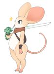  anthro female mammal moss_(game) mouse quill_(moss) rodent scarf simple_background slugbox solo thick_thighs weapon white_background 