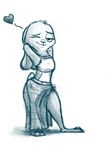  &lt;3 2017 anthro bare_leg barefoot bedroom_eyes blue_and_white bluedouble clothed clothing disney female half-closed_eyes hands_behind_head judy_hopps lagomorph looking_at_viewer mammal midriff monochrome one_eye_closed rabbit seductive simple_background skirt smile solo standing white_background wink zootopia 