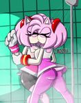 amy_rose big_breasts big_butt breasts butt camel_toe clothed clothing female fur hedgehog lagomorph making_out mammal pink_fur sandunky selfcest shower sonic_(series) square_crossover 