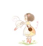  1girl apron bird blush boots brown_hair dress hairband harriet_campbell open_mouth short_hair tales_of_(series) tales_of_legendia 