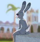  anthro blazera disney fur grey_fur judy_hopps lagomorph mammal nude rabbit sitting smile solo zootopia 