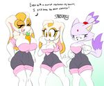  big_breasts blaze_the_cat breasts cat cleavage clothed clothing comparison cosplay cream_the_rabbit feline female lagomorph legwear mammal mature_female mother parent rabbit sandunky simple_background sonic_(series) thigh_highs vanilla_the_rabbit wide_hips 