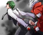  2boys 2guys anal arc_system_works blazblue clothed_sex cum fucked_silly green_hair hazama male male_focus multiple_boys necktie penetration penis ragna_the_bloodedge saliva sex tie torn_clothes uncensored white_hair wrist_grab yaoi 