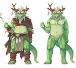  5_fingers anthro biceps clothing dragon green_body kemono looking_at_viewer lower lowerkuo male mature mature_male navel nude old pecs scalie solo standing 