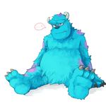  3_toes blue_fur blush claws disney fur horn lower lowerkuo monster monsters_inc monsters_university pixar speech_bubble spread_legs spreading sulley toes 
