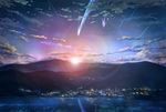  comet highres jin_yun kimi_no_na_wa mountain no_humans scenery sunset water 