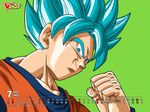  010s 1boy 2017 bandai blue_eyes blue_hair calendar dated dougi dragon_ball dragon_ball_super long_hair looking_at_viewer muscle official_art smile solo son_gokuu spiked_hair super_saiyan super_saiyan_blue 