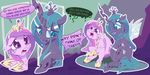  2017 changeling crown crying dialogue dilarus duo english_text equine feathered_wings feathers female feral friendship_is_magic hair horn insect_wings long_hair mammal membranous_wings multicolored_hair my_little_pony pink_feathers princess_cadance_(mlp) queen_chrysalis_(mlp) tears text winged_unicorn wings 