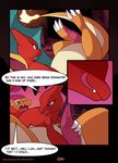  2017 blitzdrachin blush cave charizard charmeleon claws comic detailed_background digital_media_(artwork) dragon erection female feral fire male nintendo penis pok&eacute;mon pok&eacute;mon_mystery_dungeon size_difference sky smaller_female sunset video_games 