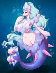  2016 anthro areola big_breasts blithedragon blue_hair breasts bubble eyelashes female hair hi_res long_hair looking_at_viewer mammal marine navel nintendo nipples pinniped pok&eacute;mon primarina solo video_games 