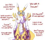  ! ? anthro breasts canine clothing crying data_(wouhlven) dialogue digimon english_text eyewear fan_character female fox fur glasses gloves insult long_ears mammal navel nude question renamon simple_background smile solo standing tears text thick_thighs white_background wouhlven 
