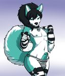  2015 5_fingers anthro armwear bedroom_eyes bell_collar black_hair black_nose blue_eyes bow canine clothed clothing collar crossdressing digital_media_(artwork) dog elbow_gloves erection fingerless_gloves front_view fur girly gloves goth gradient_background green_fur green_penis hair half-closed_eyes hi_res humanoid_penis kittydee legwear long_hair looking_at_viewer male mammal multicolored_fur nipple_piercing nipples panties penis piercing poking_out ponytail portrait ribbons seductive simple_background skull smile solo standing stockings striped_armwear striped_legwear stripes teal_penis thigh_highs three-quarter_portrait topless two_tone_fur two_tone_tail underwear white_fur wide_hips zeke_fierceclaw 