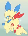  anthro balls better_version_at_source blush butt erection hi_res male male/male minun nintendo obscurabuns open_mouth oral penetration penis plusle pok&eacute;mon simple_background video_games 
