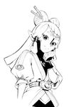  greyscale highres looking_at_viewer monochrome paya_(zelda) pointy_ears simple_background smile solo the_legend_of_zelda the_legend_of_zelda:_breath_of_the_wild white_background 