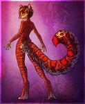  2013 5_fingers amber_eyes anthro breasts brown_hair digitigrade featureless_breasts feline fur hair mammal neotheta nude ocelot pink_nose red_fur smile standing 