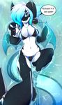  anthro big_breasts big_eyes bikini breasts cetacean clothing dragon english_text female floating hair hi_res hybrid looking_at_viewer mammal marine membranous_wings navel orca partially_submerged penelope rainbowscreen small_waist solo speech_bubble swimsuit text water whale wings 