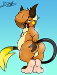  2017 backsack balls belly ben_(benjipaws) benjipaws big_butt butt butt_grab chest_tuft cunnilingus_gesture fan_character gesture hair hand_on_butt long_tail looking_back male mammal musk nintendo overweight paws pok&eacute;mon raichu rodent semi-anthro simple_background solo sweat tuft video_games 