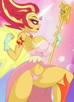  2017 animal_humanoid blue_eyes breasts cleavage clothed clothing equestria_girls equine female friendship_is_magic gloves horn humanoid jrvanesbroek mammal mask my_little_pony sunset_shimmer_(eg) thick_thighs twilight_scepter_(mlp) unicorn 