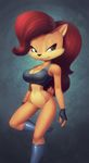  blue_eyes bottomless breasts cleavage clothed clothing female fingerless_gloves gloves nitro sally_acorn solo sonic_(series) 
